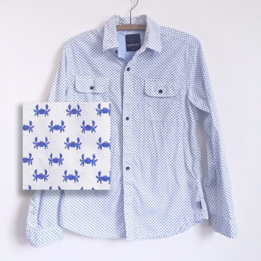 Mens Sperry Button Down Crab Shirt